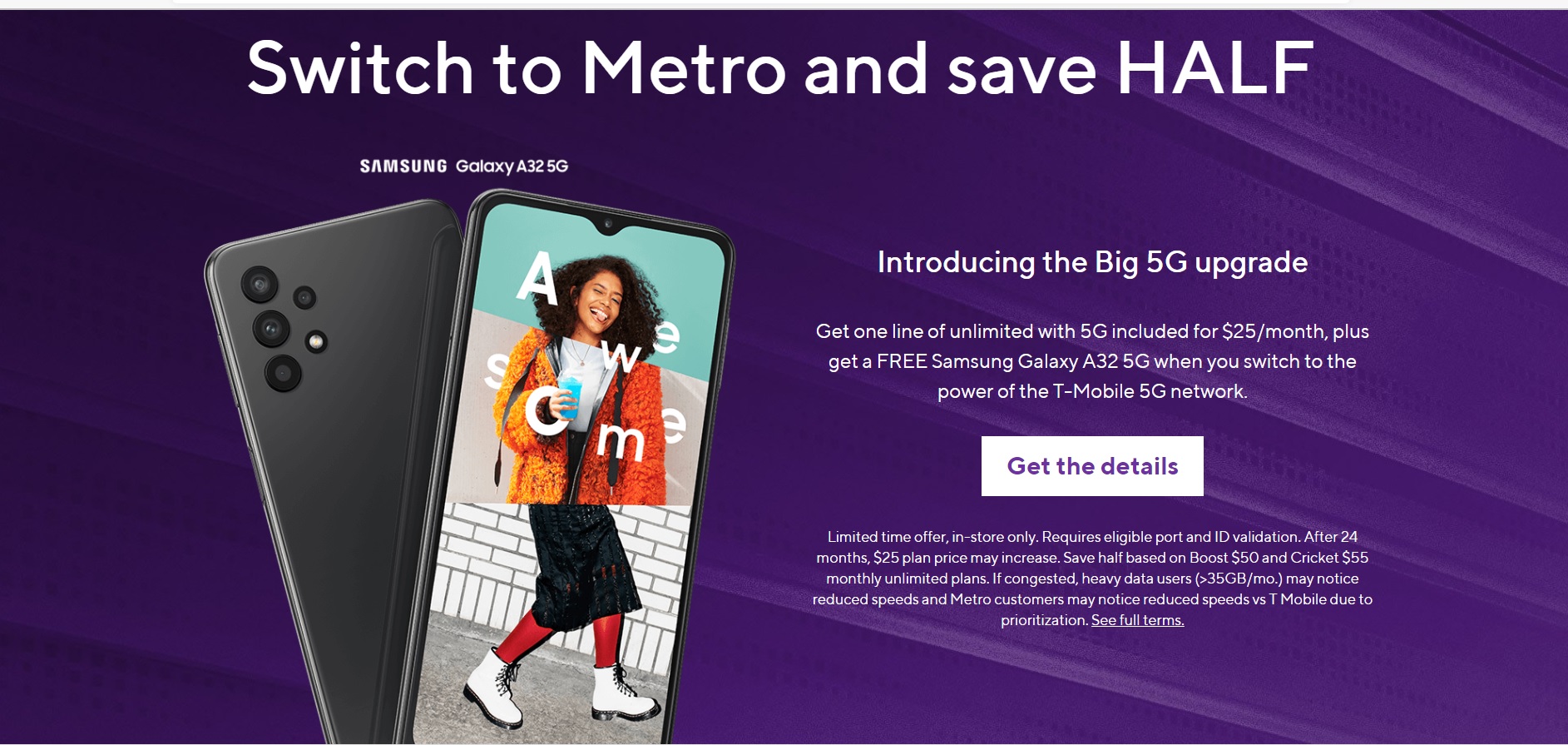 Metro by T-Mobile - Samsung A32(5g) Free with port in and $25 plan