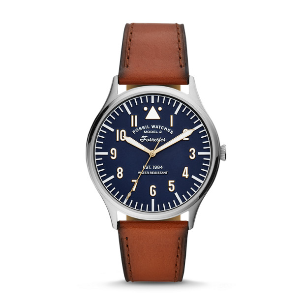 Forrester Three Hand Luggage Leather Watch for $35 at Fossil with FS