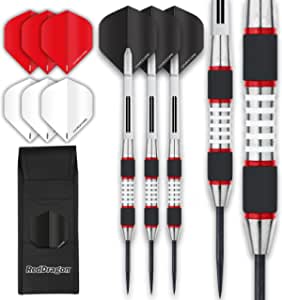 RED DRAGON Evos Tungsten Steeltip Darts Set Available in 24g, 26g, 28g with Flights, Stems and Wallet $17.90