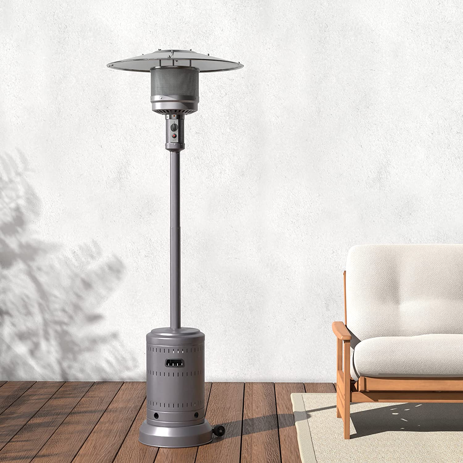 Amazon Basics 46,000 BTU Outdoor Propane Patio Heater with Wheels (Slate Gray) $51.01