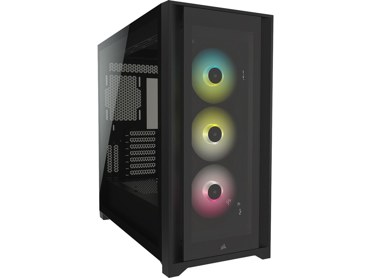 Corsair iCUE 5000X RGB Tempered Glass Mid-Tower ATX PC Smart Case, Black, CC-9011212-WW $104.99