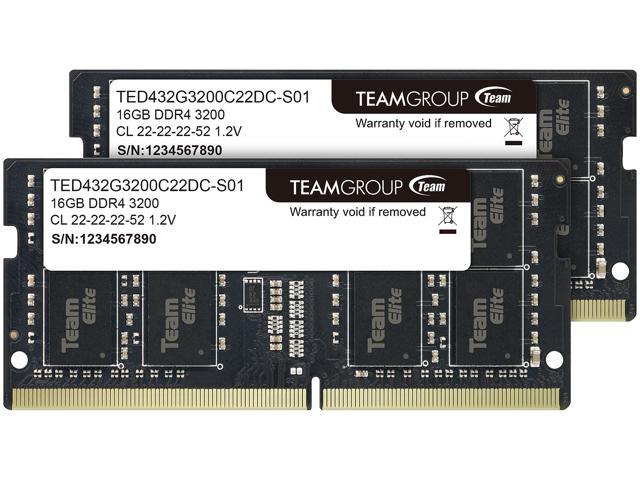 32GB (2x 16) Team Elite DDR4 3200 SO-DIMM Laptop Memory @Newegg $103 or gskill at 108