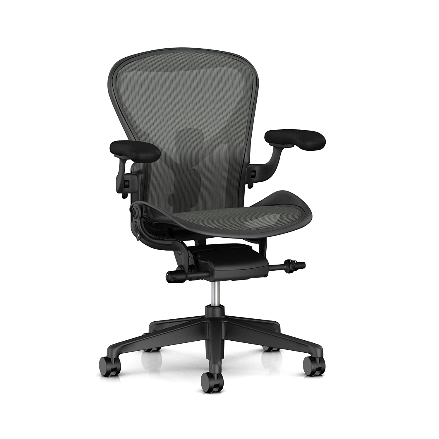 Herman Miller Aeron Ergonomic Office Chair With Tilt Limiter And Carpet Casters Adjustable Posturefit Sl Arms And Seat Angle Medium Size B With Graphite Finish 1185 75
