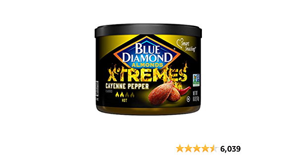 Blue Diamond Almonds XTREMES Cayenne Pepper Flavored Snack Nuts, 6 Oz Resealable Cans (Pack of 1) - $1.11