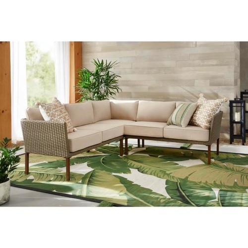 Gladstone 3 Piece Steel Patio Sectional Seating Set With Cushions