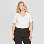 Women's Plus Size Short Sleeve V-Neck Essential T-Shirt $6.3