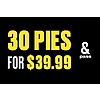 Select &amp;amp;Pizza Locations: 30 Pizzas for $39.99 (1/day starting July 21st) + Free Pickup