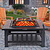 Walmart+ Members: 32&amp;quot; Wood Burning Fire Pit Tables with Screen Lid, Poker, BBQ Net, Ice Tray, Food Clip and Cover $66 + Free Shipping