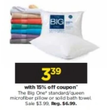 The Big One Microfiber Pillow (Standard/Queen) - $3.39 (Kohl's)
