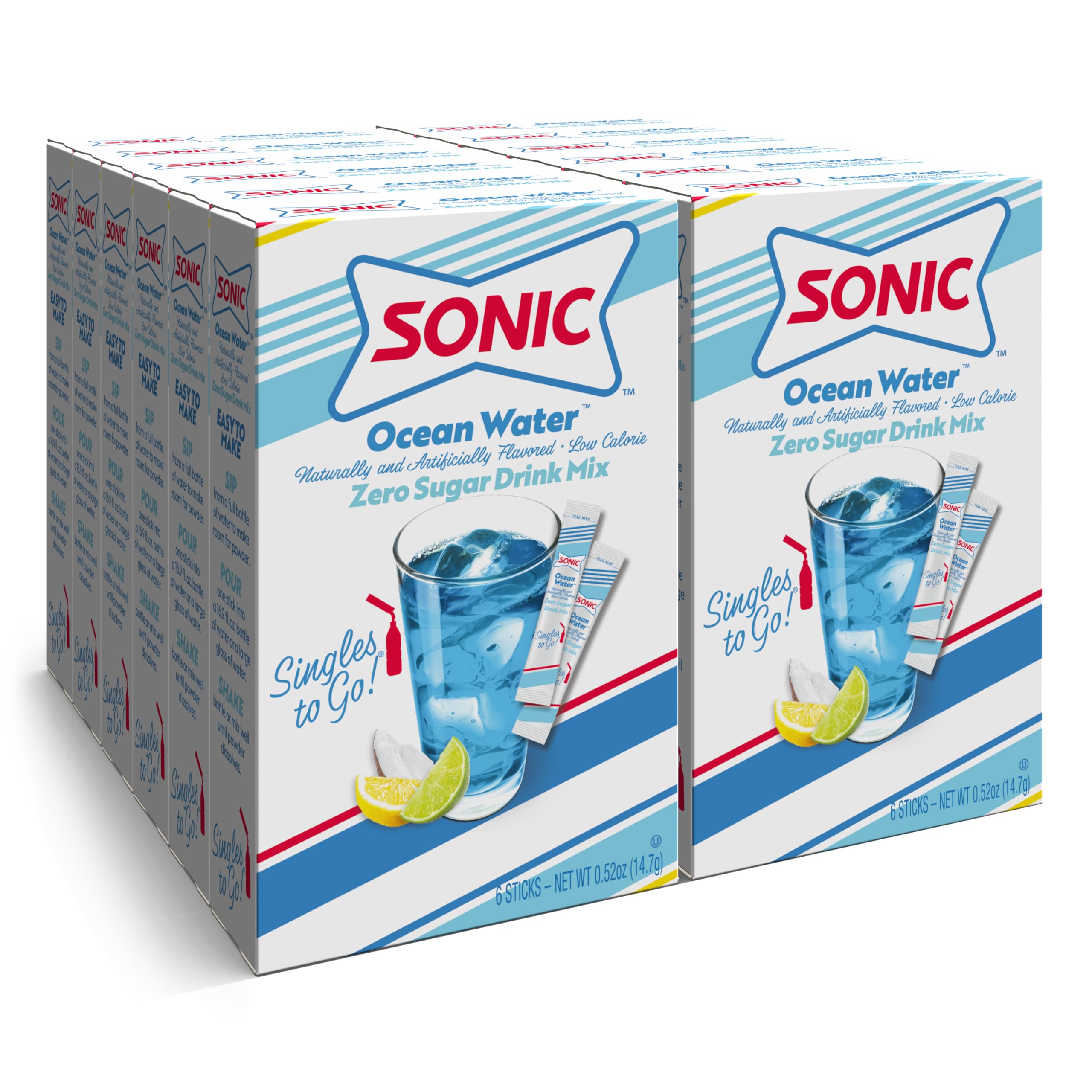 12-Pack 6-Count Sonic Singles-to-Go Ocean Water Zero-Sugar Powdered Drink Mix $12 ($0.16/stick) + Free Shipping w/ Prime or on orders over $35