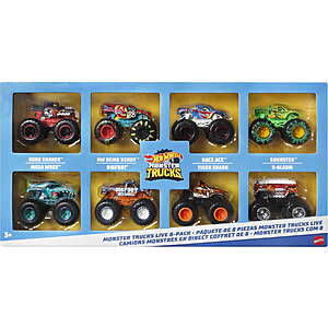 8 Pack Hot Wheels Monster Trucks Live Toy Gift Set