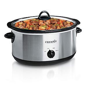 Crock-Pot 7 Quart Oval Manual Slow Cooker (Stainless Steel) - $  30 via Amazon
