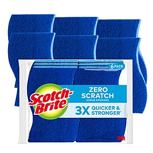 6-Count Scotch-Brite Zero Scratch Scrub Sponges $5.65 w/ Subscribe & Save