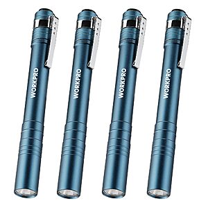 4-Pack WORKPRO LED Aluminum Pen Flashlight Set (Blue or Brown) $7.99 + Free Shipping w/ Prime or on $35+