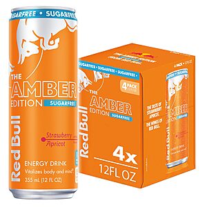 4-Pack 12oz Red Bull Sugar Free Energy Drink (Strawberry Apricot) $4.25 w/ Subscribe & Save