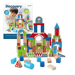80-Piece Discovery Kids Wood Castle Building Blocks Set $7.04 + Free Shipping w/ Prime or on $35+