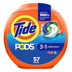 57-Count Tide Pods Liquid Laundry Detergent (Original Scent) .25 w/ Subscribe & Save