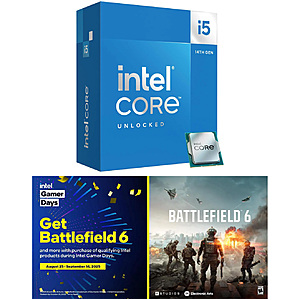 Intel Core i5-14600K 14-Core LGA 1700 Processor + Battlefield 6 (Digital Code) $150 + Free Shipping