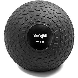 25-Lbs. Yes4All Strength Training Slam Mid-Size Medicine Weight Ball (Black) .25
