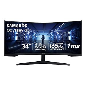 34" Samsung Odyssey G5 3440x1440p 165Hz VA 1000R Curved Ultrawide Monitor: EPP/EDU $234; Public $260 + Free Shipping