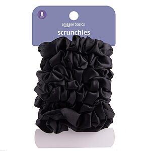 Select Accounts: 8-Pack Amazon Basics Satin Scrunchies Hair Ties (Black) from $2.83 w/ S&S + Free Shipping w/ Prime or on $35+