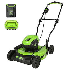 Greenworks 60V 19" Cordless Battery Push Lawn Mower w/ 5.0Ah Battery & Charger $198 + Free Shipping