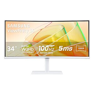 34" Samsung ViewFinity S65TC Ultra-WQHD 100Hz FreeSync HDR10 Curved Monitor w/ Thunderbolt 4, KVM & Speakers $399.99 + Free Shipping