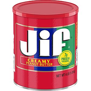 4-Pounds Jif Creamy Peanut Butter $5.60 w/ S&S + Free Shipping w/ Prime or on $35+