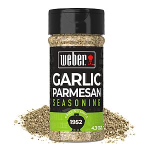 Weber Seasoning: 5.5-Oz Roasted Garlic & Herb or 4.3-Oz Garlic Parmesan $3.25 each w/ Subscribe & Save