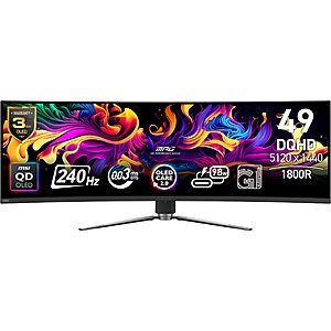 49" MSI MPG 491CQPX QD-OLED 1440p HDR 240Hz Curved Ultrawide Gaming Monitor $900 + Free Shipping