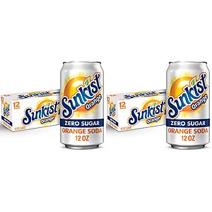2-Pk 12-Ct 12-Oz Sunkist Zero Sugar Orange Soda $10 