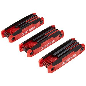 3-Pack 25-Key CRAFTSMAN Folding Hex Key Set $14.90 