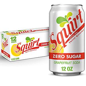 12-Pk 12-Oz Squirt Zero Sugar Grapefruit Soda Soft Drink Beverage $5 