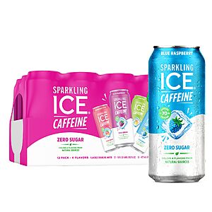 12-Pack 16-Oz Sparkling Ice + Caffeine Flavored Sparkling Water (Variety Pack) $10.70 w/ S&S + Free Shipping w/ Prime or on $35+