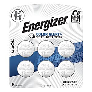6-Count Energizer CR2032 3V Lithium Coin Batteries $4.57 w/ S&S + Free Shipping w/ Prime or on $35+