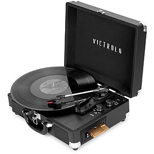 Victrola Journey+ Cassette Suitcase Record Player (Black) $49.99 + Free Shipping