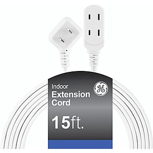 15-Ft GE 3-Outlet Flat Plug Extension Cord (White) $4.47 + Free Shipping w/ Prime or on $35+