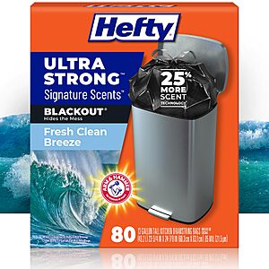 Prime: 80-ct 13-gal Hefty Ultra Strong Signature Scents Kitchen Trash Bags $9.50 + Free S&H