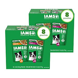 Select Accts: 2-pk 8-ct 2.5-oz IAMS Proactive Health Adult Wet Dog Food Variety Pack $3.90 w/ S&S