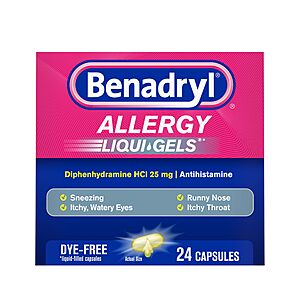 [Select Accounts] 24-Count Benadryl Liqui-Gels Allergy Medicine $4.12 w/ S&S + Free Shipping w/ Prime or on $35+