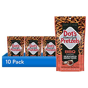 10-Pk 16-Oz Dot's Pretzels BBQ Seasoned Pretzel Twists