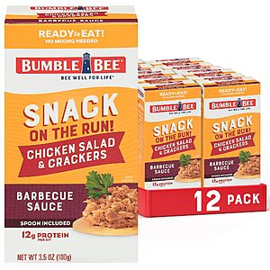 12-Pk Bumble Bee Snack On The Run! Snack Pack (BBQ Chicken Salad w/ Crackers) $8.50 w/ S&S