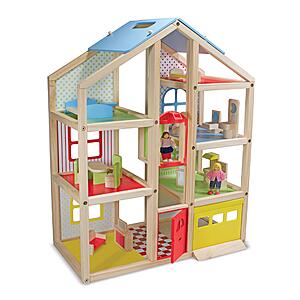 Melissa & Doug Wooden Hi-Rise Dollhouse w/ 15 Furniture Pieces $74.39 + Free Shipping