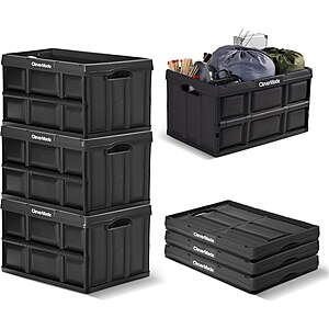 3-Pk 46L CleverMade Collapsible Storage Bins (No Lids, Obsidian)