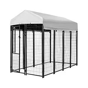 KennelMaster Welded Wire Dog Kennel with Waterproof Cover (8' L x 4' W x 6' H) $151.53 + Free Shipping
