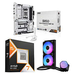 AMD Ryzen 7 9800X3D CPU + ASUS B850 Max Gaming W MB + Cooler Master 240mm Cooler $499 + Free S&H