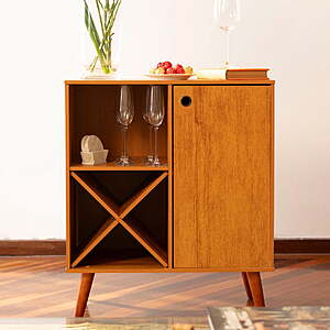 Ember Interiors Modern Bar Cabinet w/ Wine Rack & Open Shelf $51.11 + Free Shipping