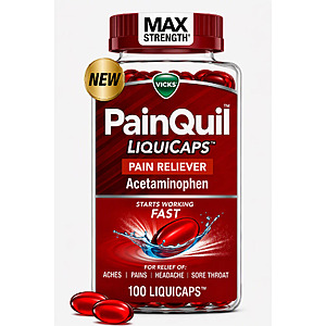 100-Count Vicks PainQuil Max Strength 1000mg Acetaminophen Pain Relief LiquiCaps $9.97 + $3 Walmart Cash + Free Shipping w/ Walmart+ or on $35+