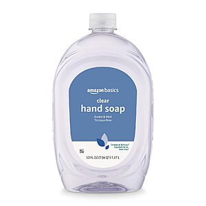 50-Oz Amazon Basics Clear Liquid Hand Soap Refill (Gentle & Mild) $2.80 w/ S&S