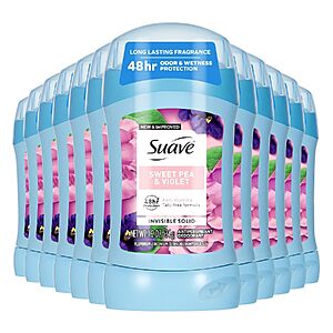 Select Locations: 12-Pk 1.2oz Suave Women's Invisible Deodorant (Sweet Pea & Violet) $10.90 w/ S&S